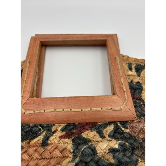 Antik Kraft Purse Handbag Jute Wood Handle Beach Casual Floral Pallavi Boho - Picture 7 of 8